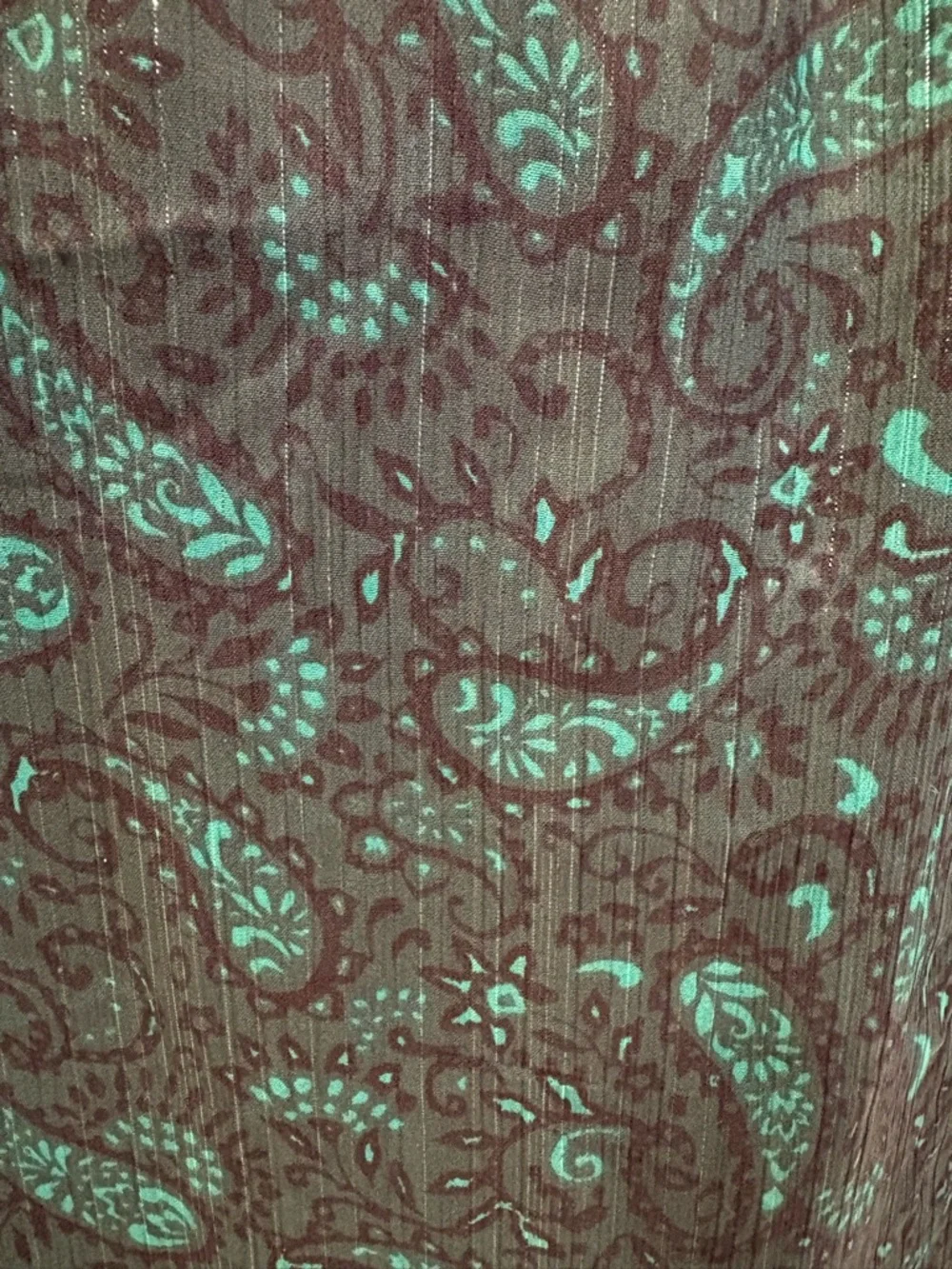 LOFT Teal Paisley Ruffle Tie-Neck Shell